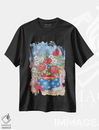 تیشرت مشکی طرح دار آمریکا؛ زیبا، تزئینی اثر دایان کاتر | فروشگاه ایماژ