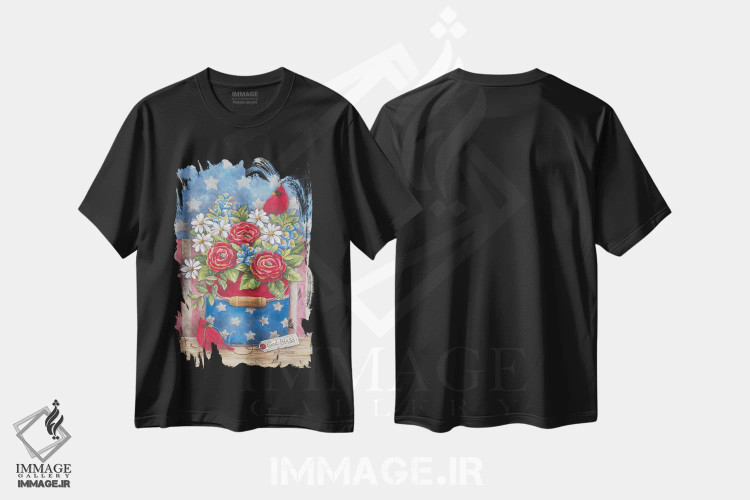 تیشرت مشکی طرح دار آمریکا؛ زیبا، تزئینی اثر دایان کاتر | فروشگاه ایماژ