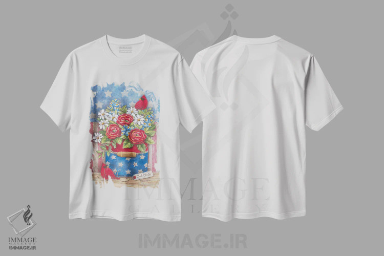 تیشرت سفید طرح دار آمریکا؛ زیبا، تزئینی اثر دایان کاتر | immage.ir