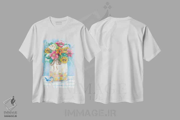 تیشرت سفید طرح دار گلدان گلدار، دکور معاصر اثر دایان کاتر | immage.ir