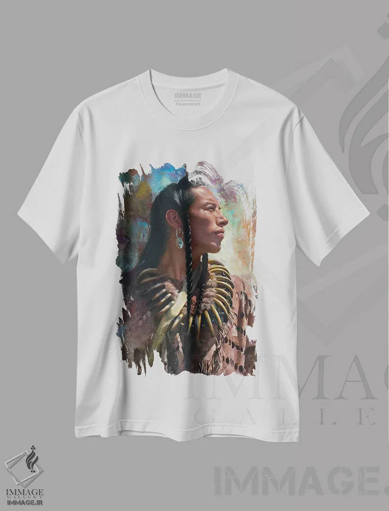 تیشرت سفید طرح دار براون، تزئینی اثر دیوید ادوارد کوسرا | فروشگاه ایماژ