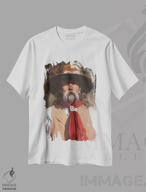 تیشرت سفید طرح دار لبه سایه دار، تزئینی اثر دیوید ادوارد کوسرا | immage.ir