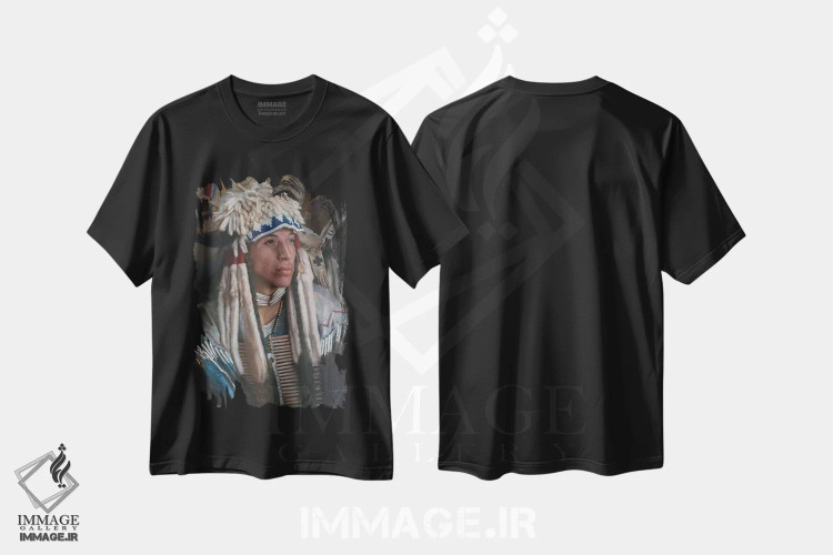 تیشرت مشکی طرح دار کلاه ارمنی، تزئینی اثر دیوید ادوارد کوسرا | immage.ir