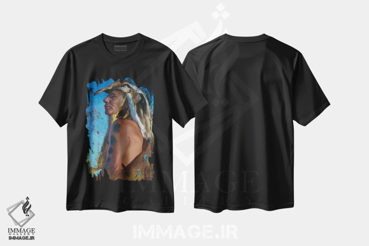 تیشرت مشکی طرح دار پادگان سرخپوستان سو، تزئینی اثر دیوید ادوارد کوسرا | immage.ir