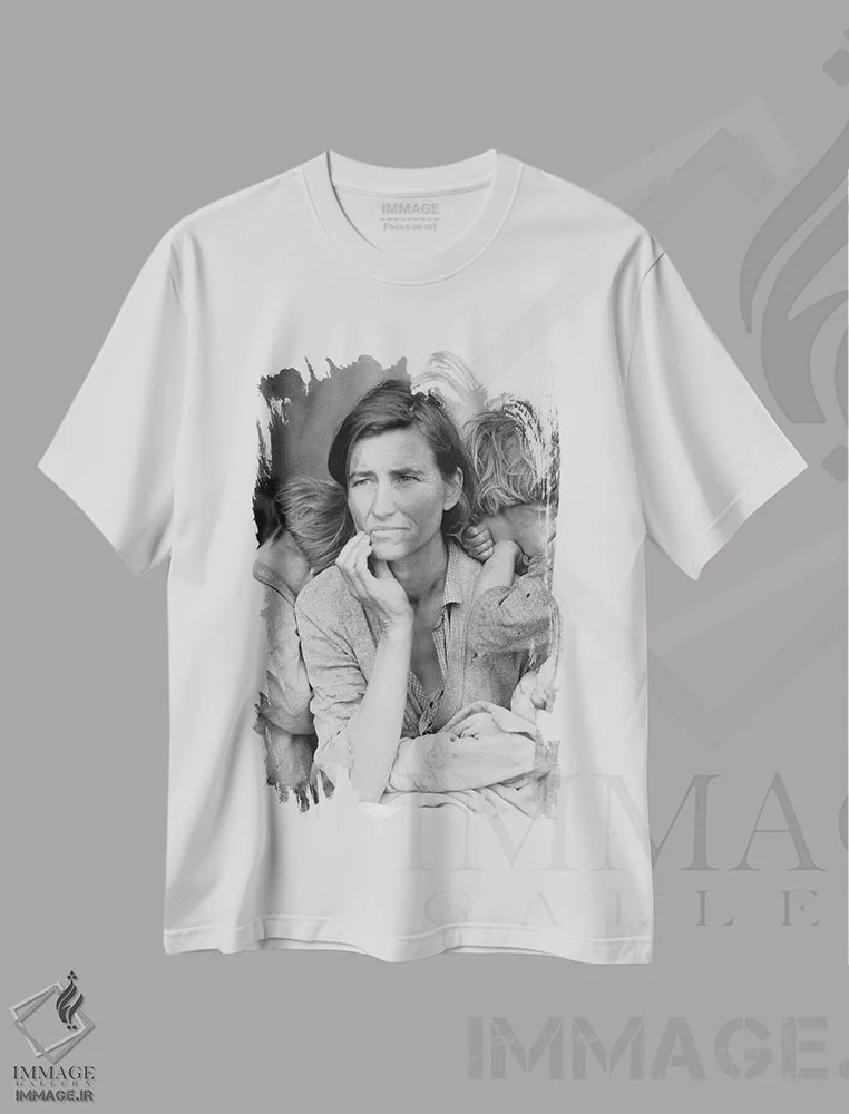 تیشرت سفید طرح دار آثار دوروتیا لنگ - immage.ir