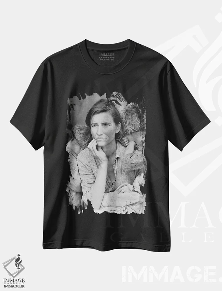 تیشرت مشکی طرح دار آثار دوروتیا لنگ - فروشگاه ایماژ