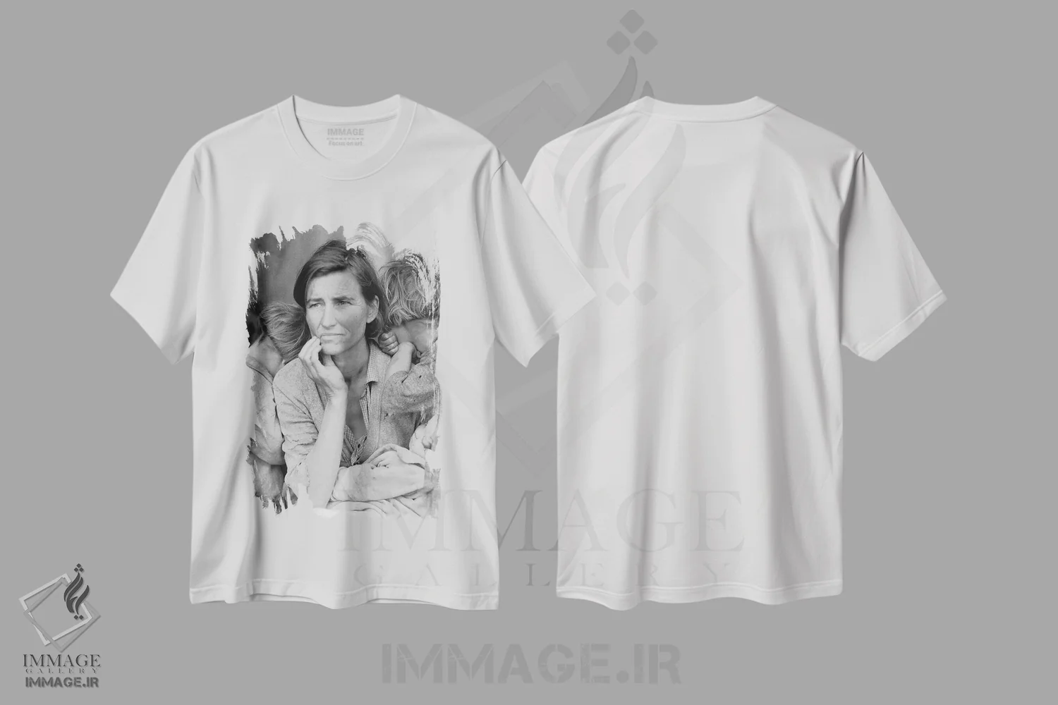 تیشرت سفید طرح دار آثار دوروتیا لنگ - immage.ir