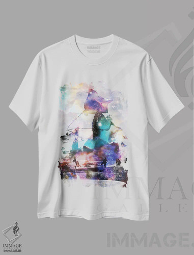 تیشرت سفید طرح دار سفر به نقطه امواج، هنر دیجیتال اثر دیوید لوبلاو | فروشگاه ایماژ