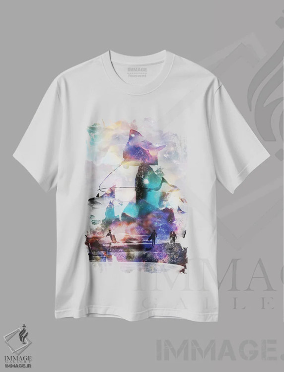 تیشرت سفید طرح دار سفر به نقطه امواج، هنر دیجیتال اثر دیوید لوبلاو | فروشگاه ایماژ