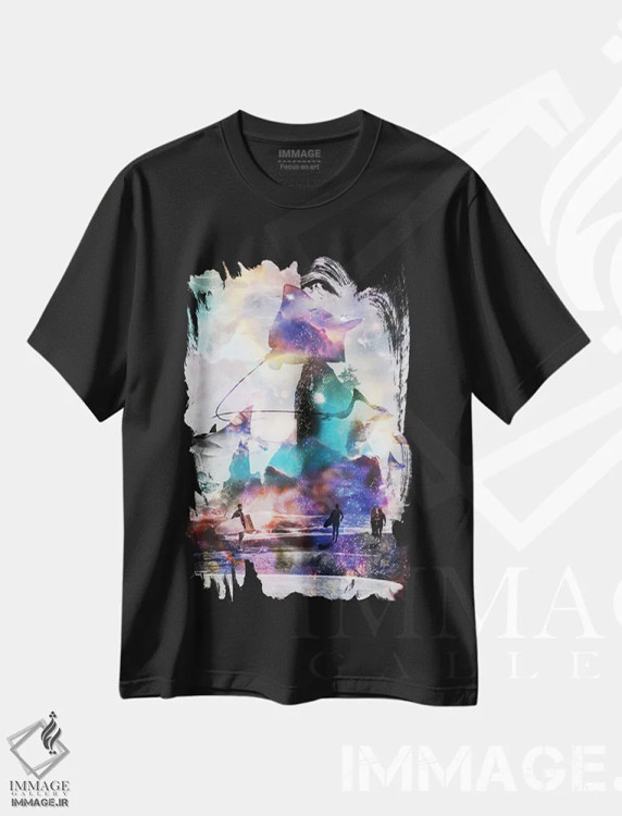 تیشرت مشکی طرح دار سفر به نقطه امواج، هنر دیجیتال اثر دیوید لوبلاو | immage.ir