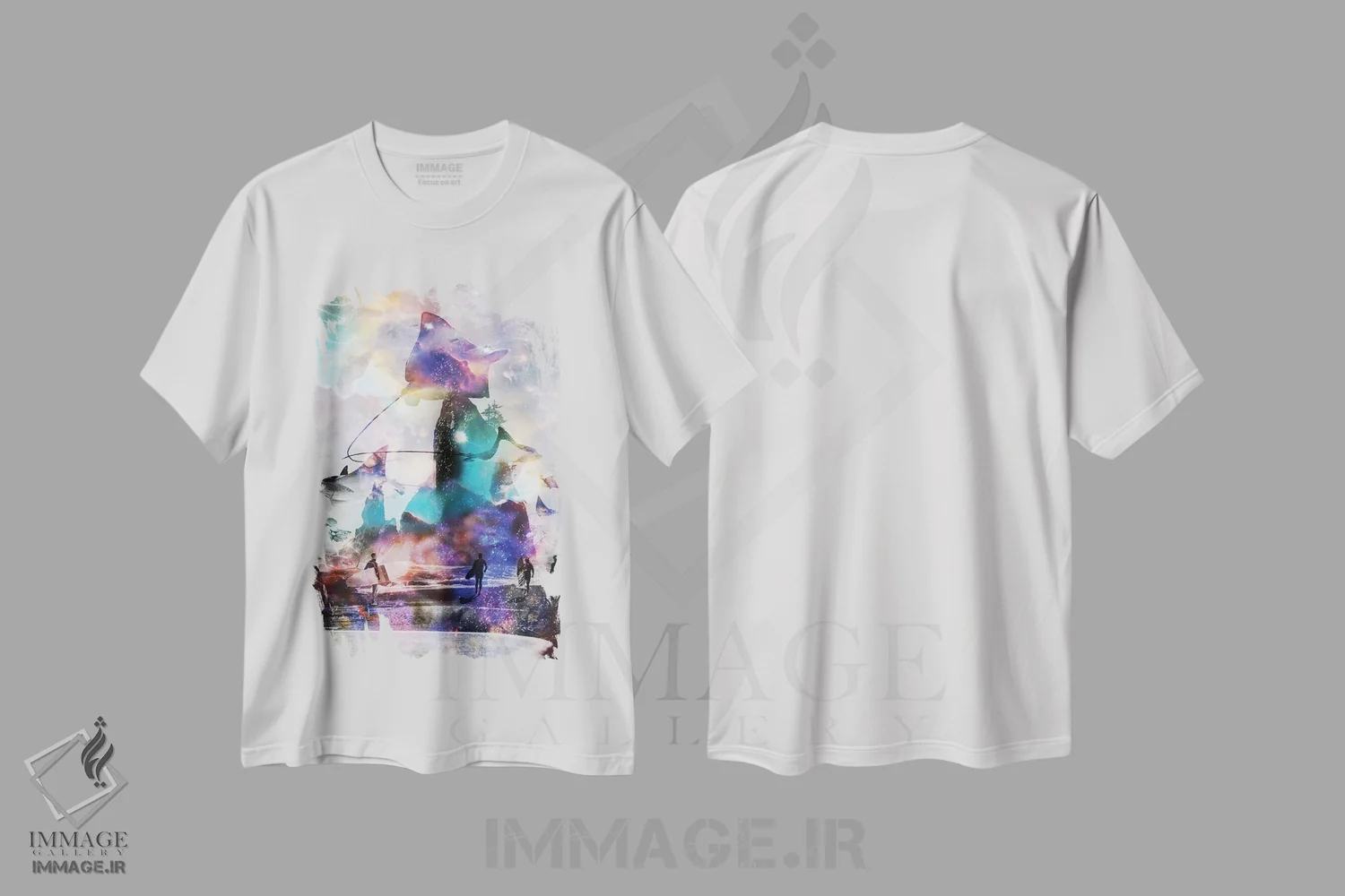 تیشرت سفید طرح دار سفر به نقطه امواج، هنر دیجیتال اثر دیوید لوبلاو | فروشگاه ایماژ