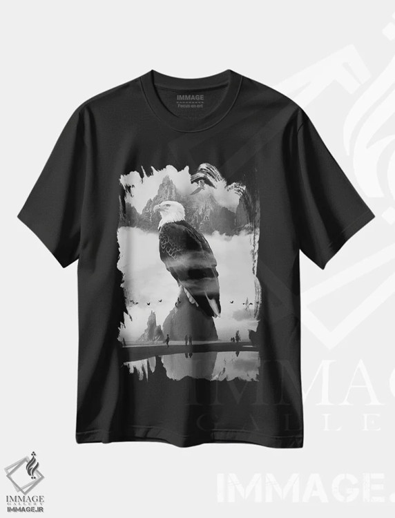 تیشرت مشکی طرح دار نقطه عقاب ها، عکاسی ترکیبی اثر دیوید لوبلاو | فروشگاه ایماژ