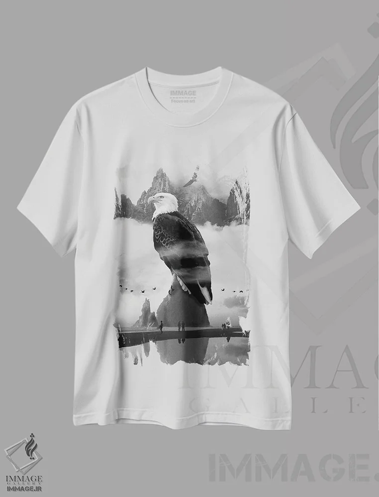 تیشرت سفید طرح دار نقطه عقاب ها، عکاسی ترکیبی اثر دیوید لوبلاو | immage.ir