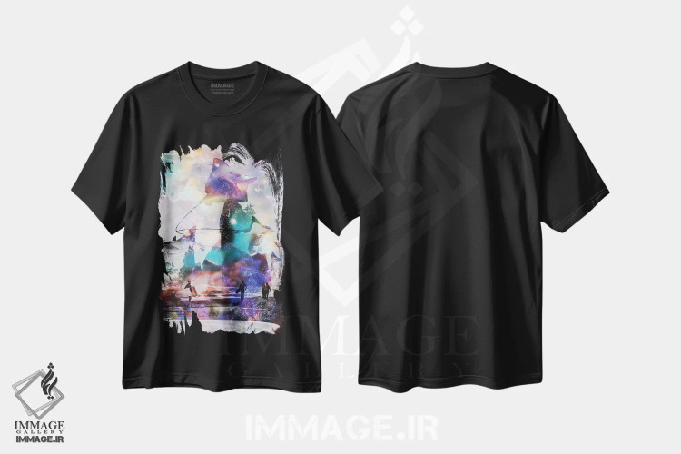 تیشرت مشکی طرح دار سفر به نقطه امواج، هنر دیجیتال اثر دیوید لوبلاو | immage.ir
