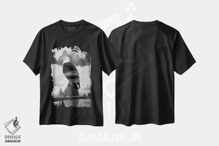 تیشرت مشکی طرح دار نقطه عقاب ها، عکاسی ترکیبی اثر دیوید لوبلاو | فروشگاه ایماژ