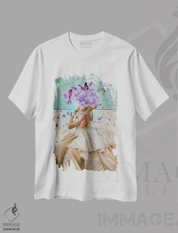 تیشرت سفید طرح دار گلاب، هنر دیجیتال اثر دیوید لوبلاو | immage.ir