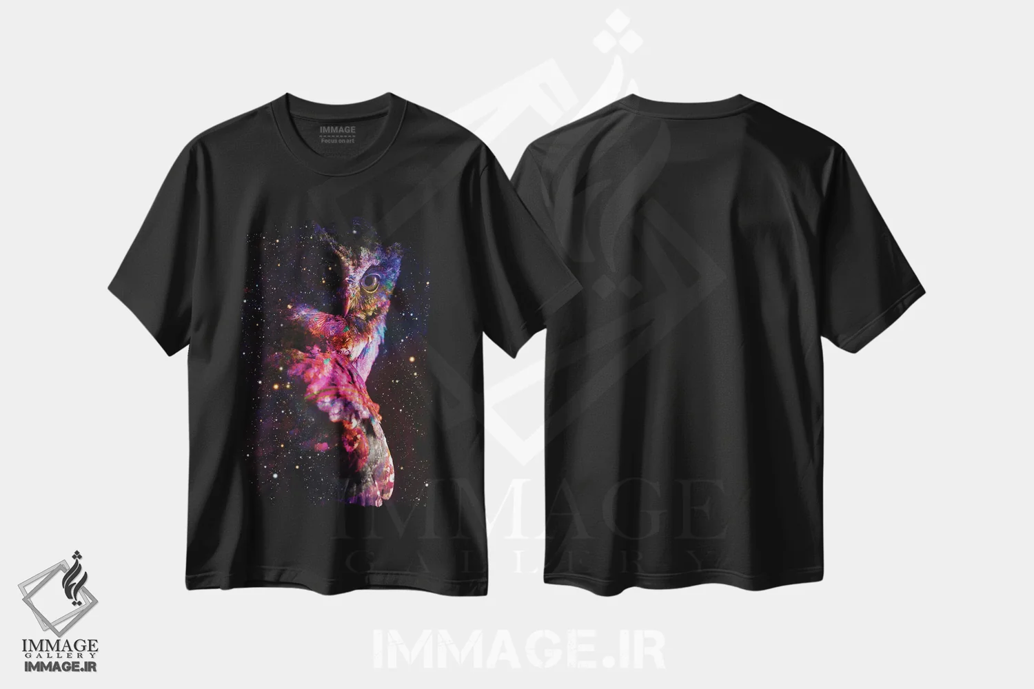 تیشرت مشکی طرح دار جغد شب، هنر دیجیتال اثر دیوید لوبلاو | فروشگاه ایماژ