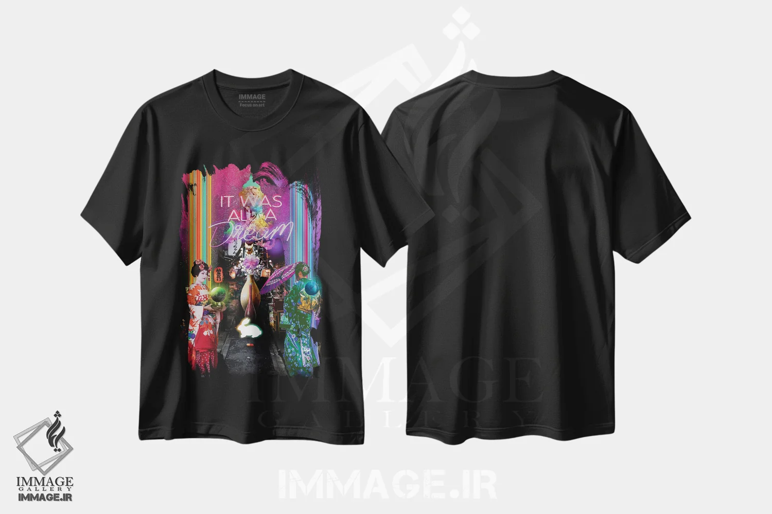 تیشرت مشکی طرح دار همه اش یک رؤیا بود، دکور آسیایی اثر دیوید لوبلاو | immage.ir