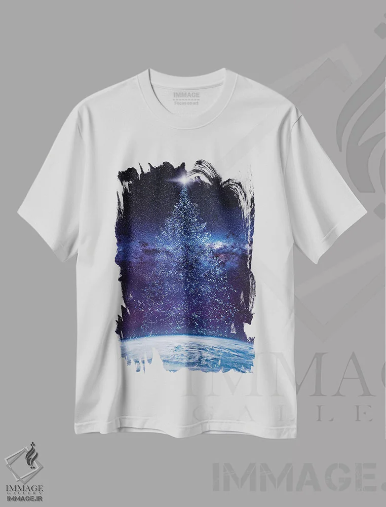 تیشرت سفید طرح دار شب پرستاره، هنر دیجیتال اثر دیوید لوبلاو | immage.ir