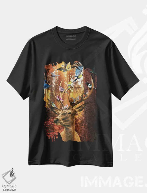 تیشرت مشکی طرح دار جنگل نادیده، هنر دیجیتال اثر دیوید لوبلاو | فروشگاه ایماژ