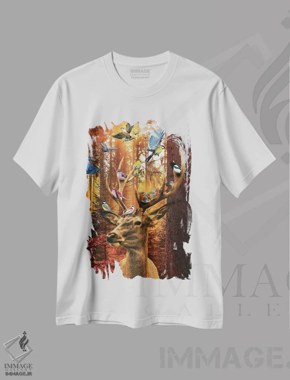 تیشرت سفید طرح دار جنگل نادیده، هنر دیجیتال اثر دیوید لوبلاو | immage.ir
