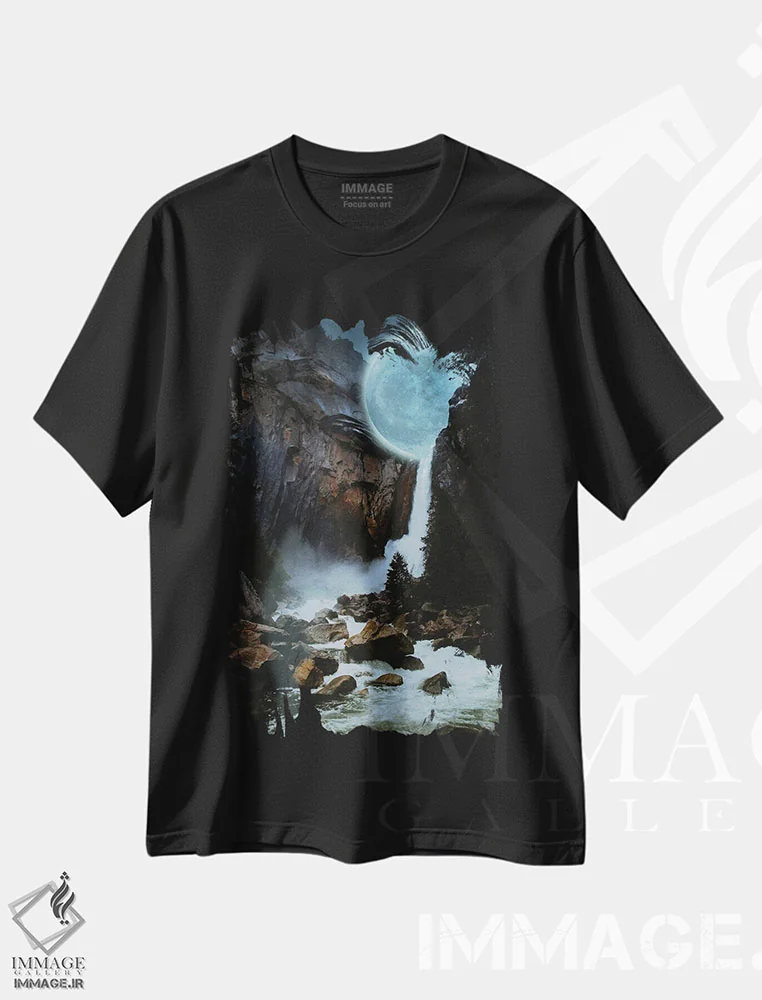 تیشرت مشکی طرح دار سقوط نور ماه، هنر دیجیتال اثر دیوید لوبلاو | immage.ir