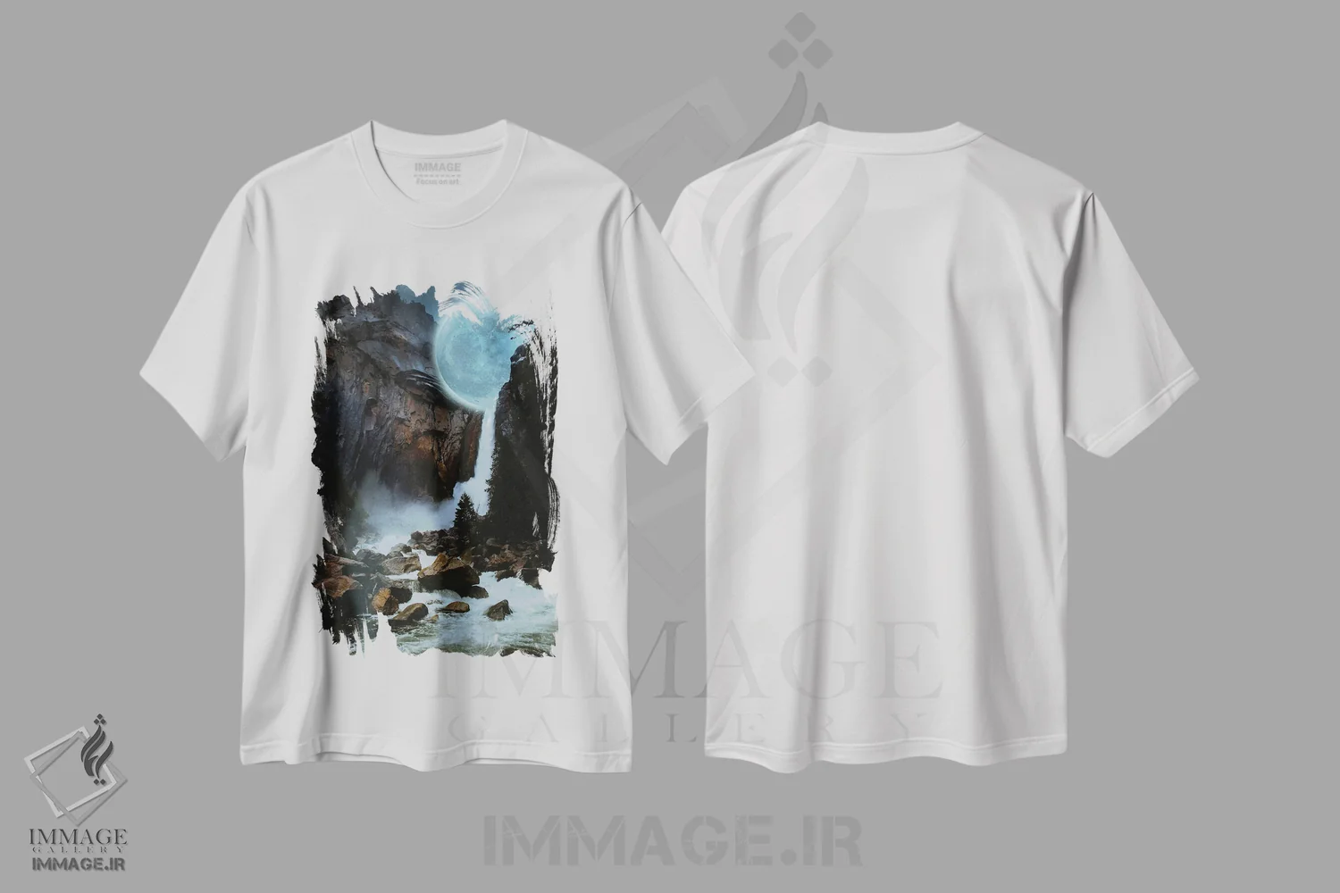 تیشرت سفید طرح دار سقوط نور ماه، هنر دیجیتال اثر دیوید لوبلاو | فروشگاه ایماژ