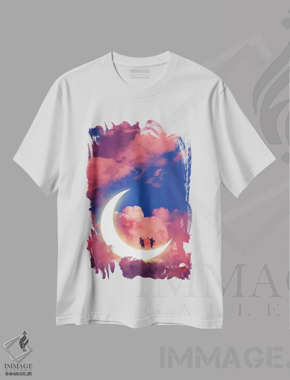 تیشرت سفید طرح دار ماهیگیری مهتابی، هنر دیجیتال اثر دیوید لوبلاو | immage.ir