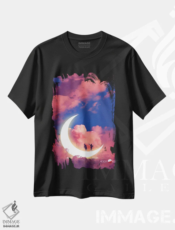 تیشرت مشکی طرح دار ماهیگیری مهتابی، هنر دیجیتال اثر دیوید لوبلاو | فروشگاه ایماژ