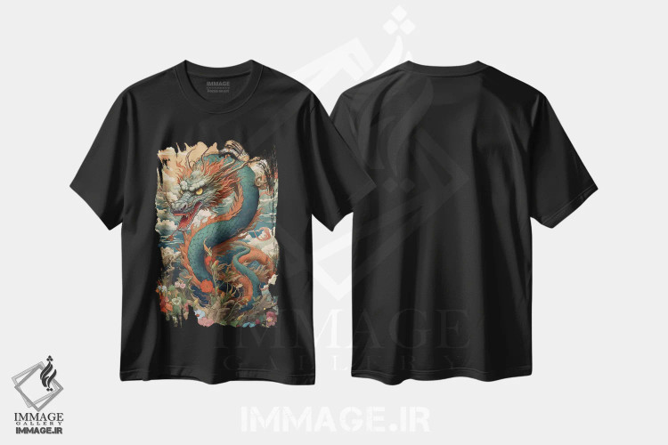 تیشرت مشکی طرح دار کوه اژدها، هنر دیجیتال اثر دیوید لوبلاو | فروشگاه ایماژ