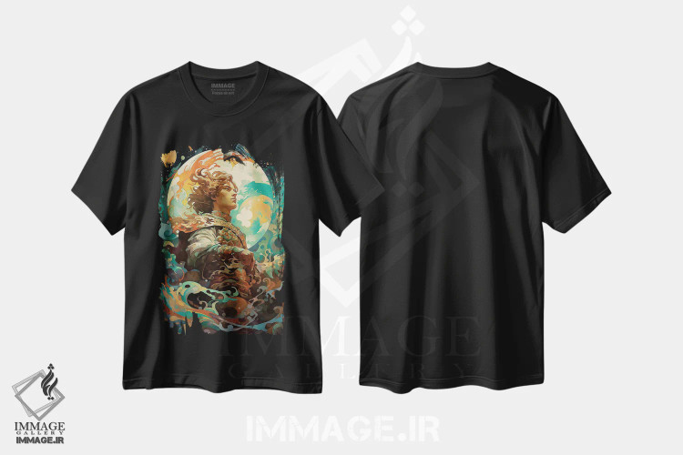 تیشرت مشکی طرح دار رؤیاپرداز ستارگان، هنر دیجیتال اثر دیوید لوبلاو | فروشگاه ایماژ