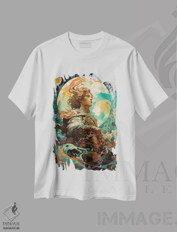 تیشرت سفید طرح دار رؤیاپرداز ستارگان، هنر دیجیتال اثر دیوید لوبلاو | immage.ir