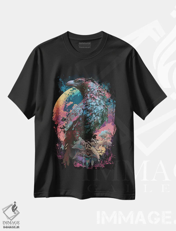 تیشرت مشکی طرح دار ماه شاهین، هنر دیجیتال اثر دیوید لوبلاو | immage.ir