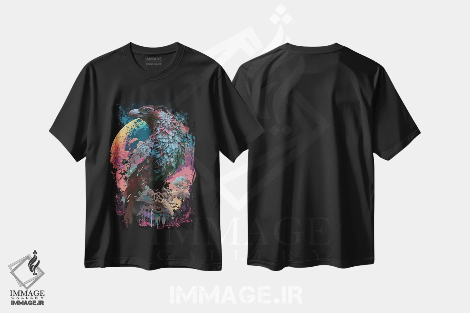 تیشرت مشکی طرح دار ماه شاهین، هنر دیجیتال اثر دیوید لوبلاو | immage.ir