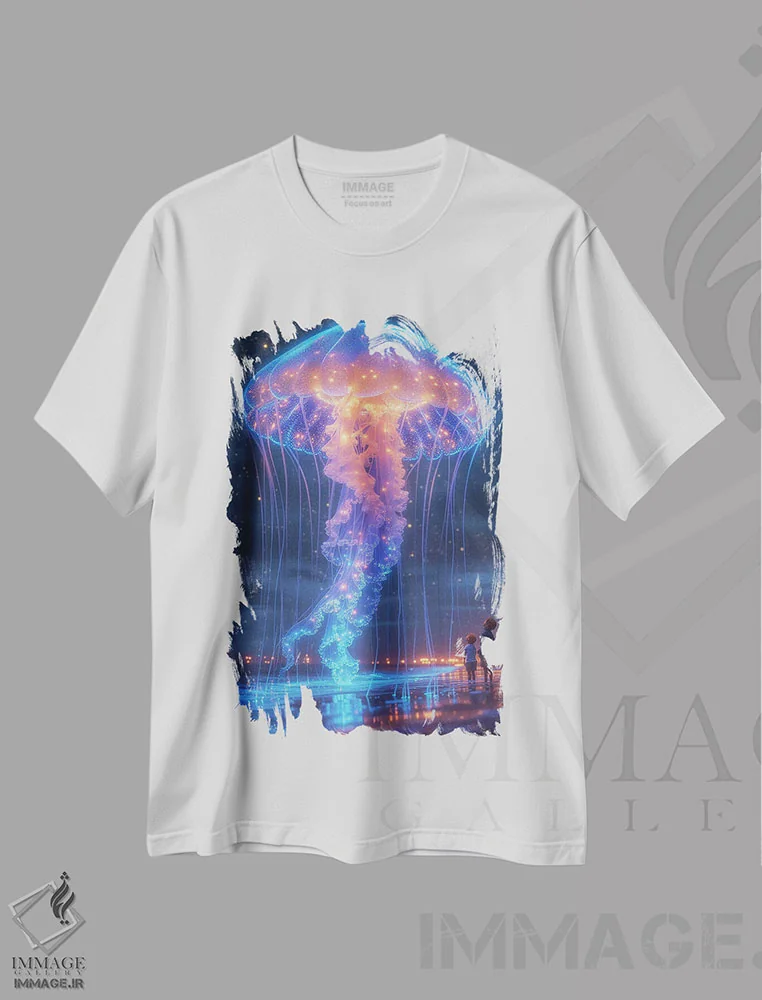 تیشرت سفید طرح دار ساحل عروس دریایی، مدیوم اثر دیوید لوبلاو | فروشگاه ایماژ