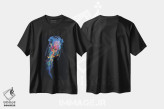 تیشرت مشکی طرح دار عروس دریایی برقی آبی، هنر دیجیتال اثر دیوید لوبلاو | فروشگاه ایماژ