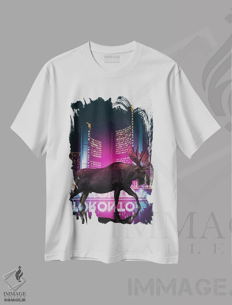 تیشرت سفید طرح دار گوزن شمالی آزاد است، هنر دیجیتال اثر دیوید لوبلاو | immage.ir