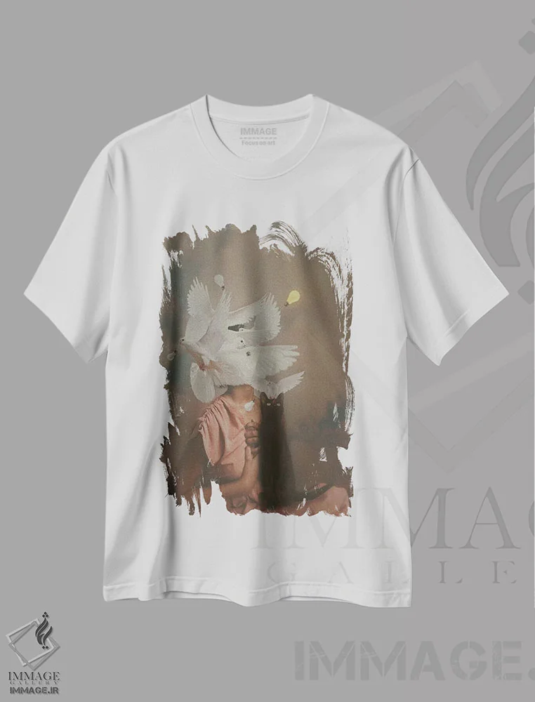 تیشرت سفید طرح دار روشنایی در برابر تاریکی، هنر آمریکایی آفریقایی تبار اثر دیاندرا لی | immage.ir