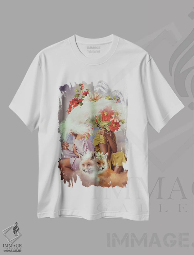 تیشرت سفید طرح دار همزیستی، هنر آمریکایی آفریقایی تبار اثر دیاندرا لی | فروشگاه ایماژ