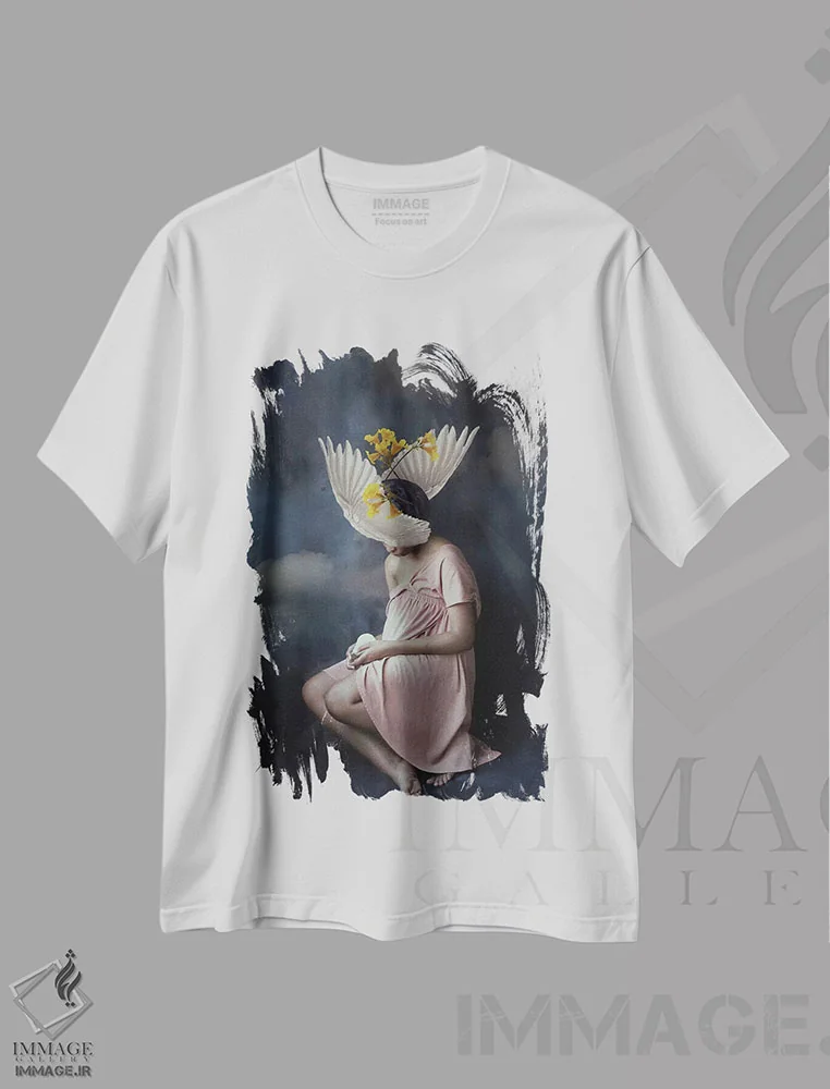 تیشرت سفید طرح دار شکست خورده، هنر آمریکایی آفریقایی تبار اثر دیاندرا لی | فروشگاه ایماژ