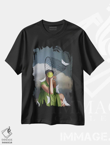 تیشرت مشکی طرح دار تعادل، هنر آمریکایی آفریقایی تبار اثر دیاندرا لی | فروشگاه ایماژ