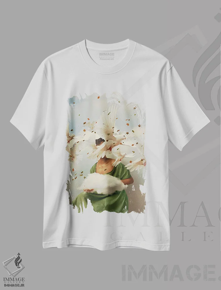 تیشرت سفید طرح دار تکرار، عکاسی ترکیبی اثر دیاندرا لی | immage.ir