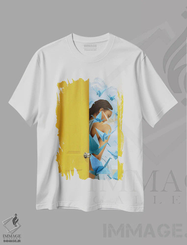 تیشرت سفید طرح دار رها کن، بپذیر، هنر آمریکایی آفریقایی تبار اثر دیاندرا لی | فروشگاه ایماژ