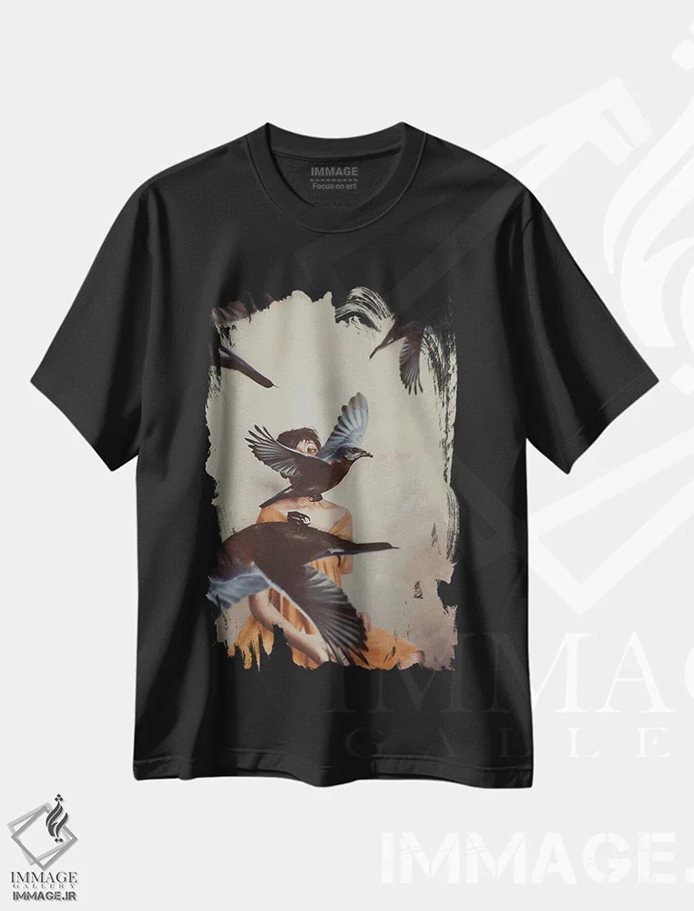 تیشرت مشکی طرح دار از هم پاشیده شدن، هنر آمریکایی آفریقایی تبار اثر دیاندرا لی | فروشگاه ایماژ