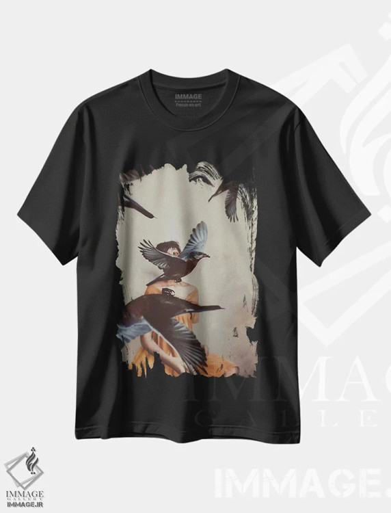 تیشرت مشکی طرح دار از هم پاشیده شدن، هنر آمریکایی آفریقایی تبار اثر دیاندرا لی | فروشگاه ایماژ