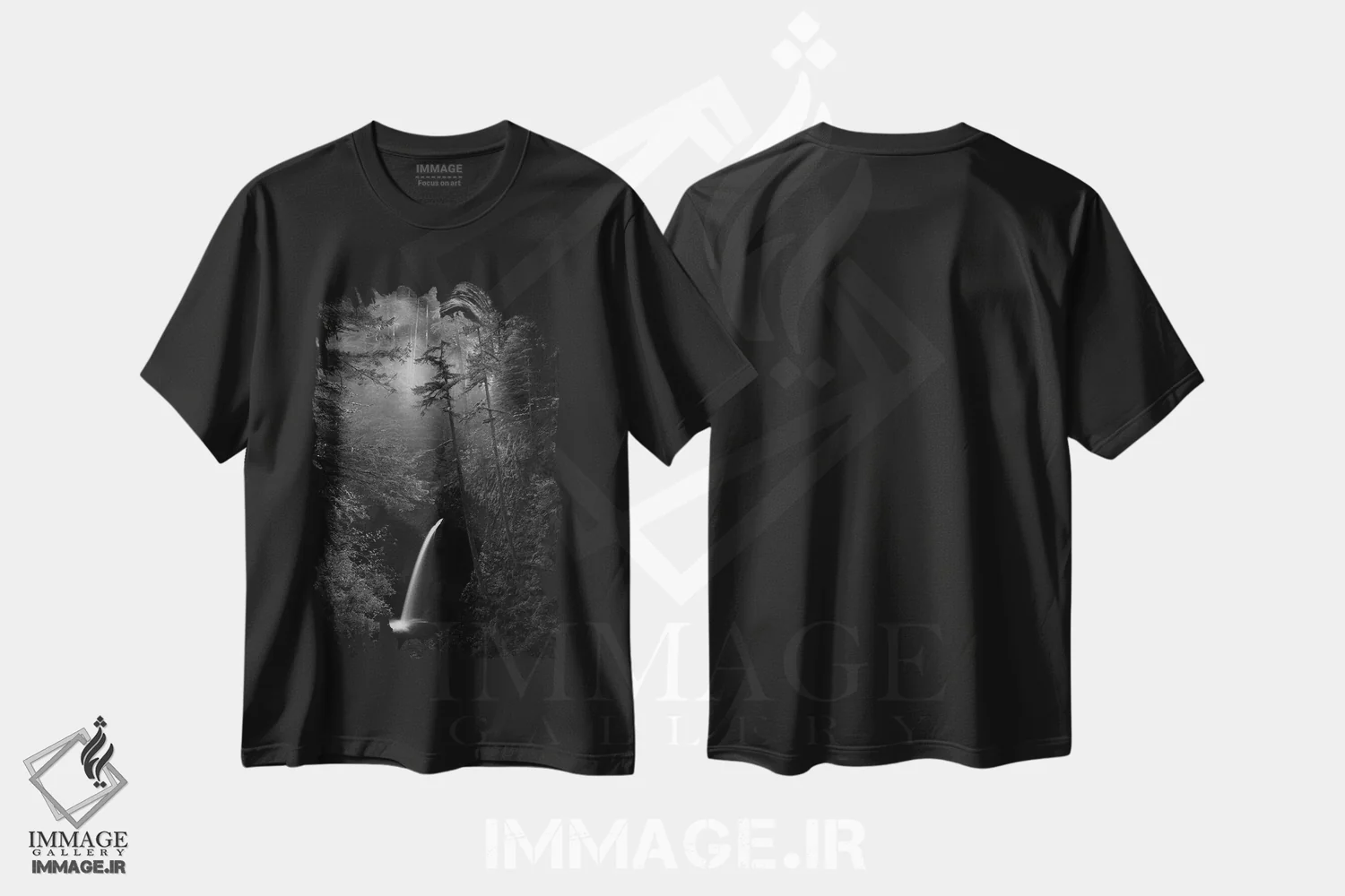 تیشرت مشکی طرح دار دره رودخانه کلمبیا، عکاسی سیاه و سفید اثر داستین لِفور | immage.ir