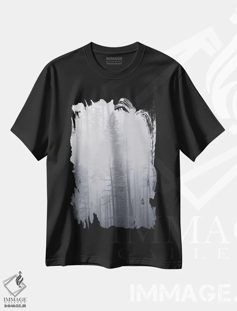تیشرت مشکی طرح دار حجاب مه، عکاسی سیاه و سفید اثر داستین لِفور | فروشگاه ایماژ