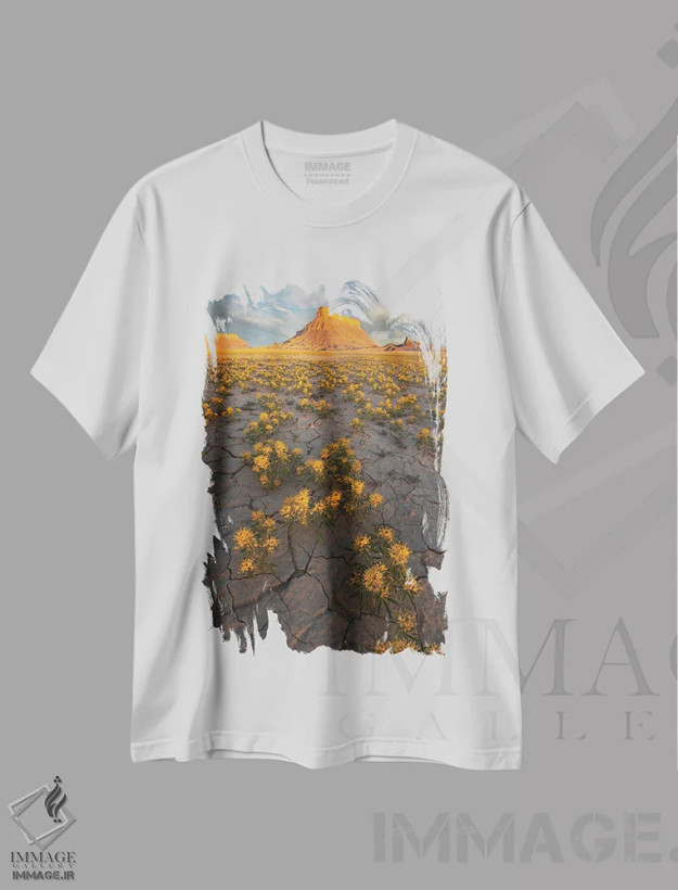 تیشرت سفید طرح دار مزرعه طلایی، مدیوم اثر داستین لِفور | فروشگاه ایماژ