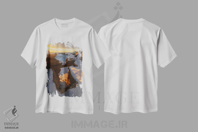 تیشرت سفید طرح دار چشم انداز زمستانی، مدیوم اثر داستین لِفور | immage.ir