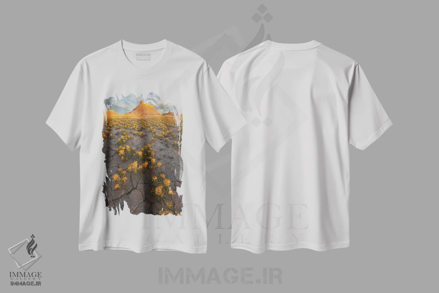 تیشرت سفید طرح دار مزرعه طلایی، مدیوم اثر داستین لِفور | فروشگاه ایماژ